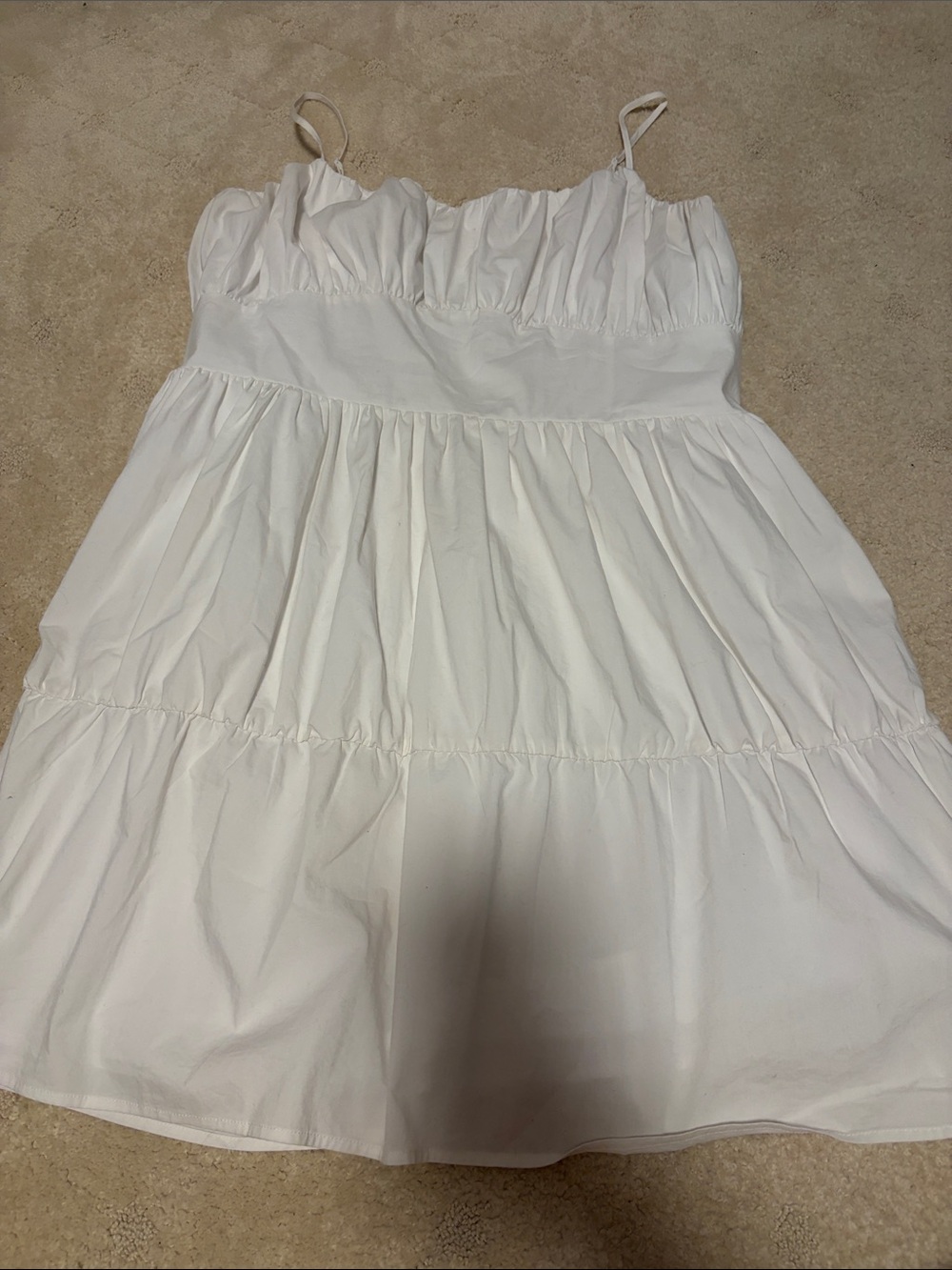 Express White Tiered Sundress with Spaghetti Straps XL Cotton